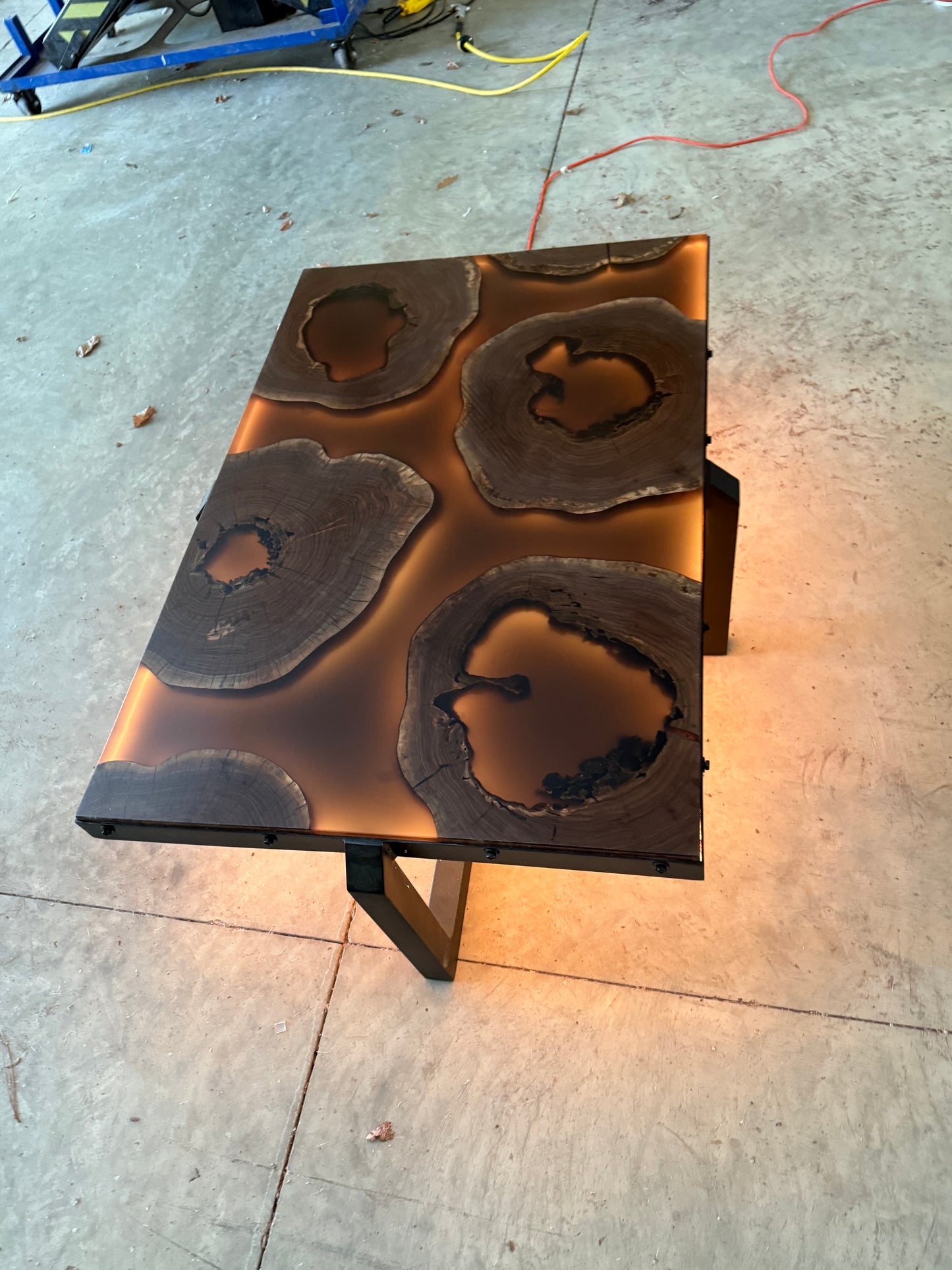 LED Walnut River Coffee Table