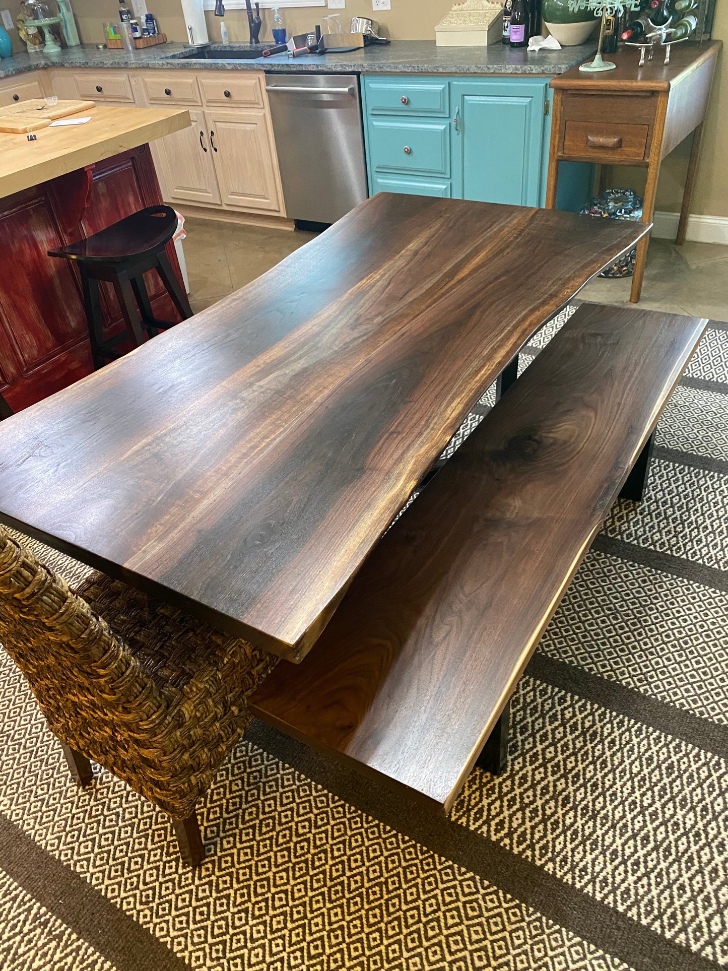 -Custom Solid Walnut Table, no epoxy