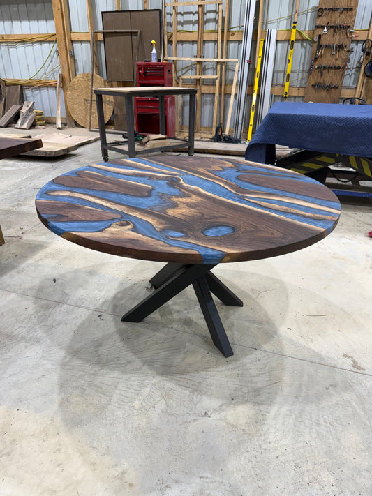 Glacier Blue Walnut River Table