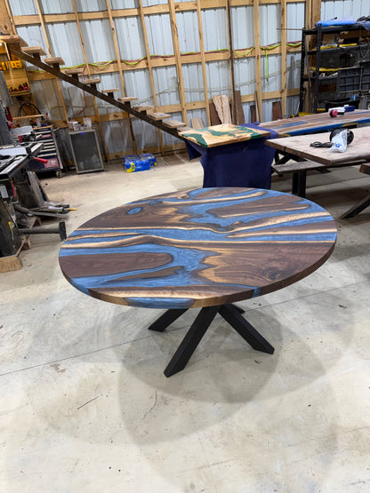 Glacier Blue Walnut River Table