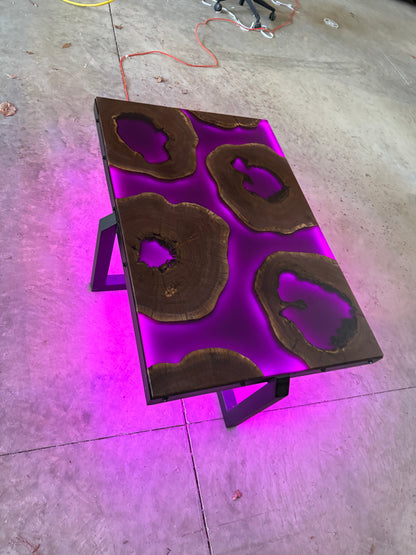 LED Walnut River Coffee Table
