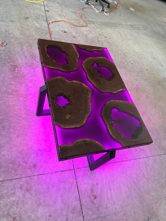 LED Walnut River Coffee Table