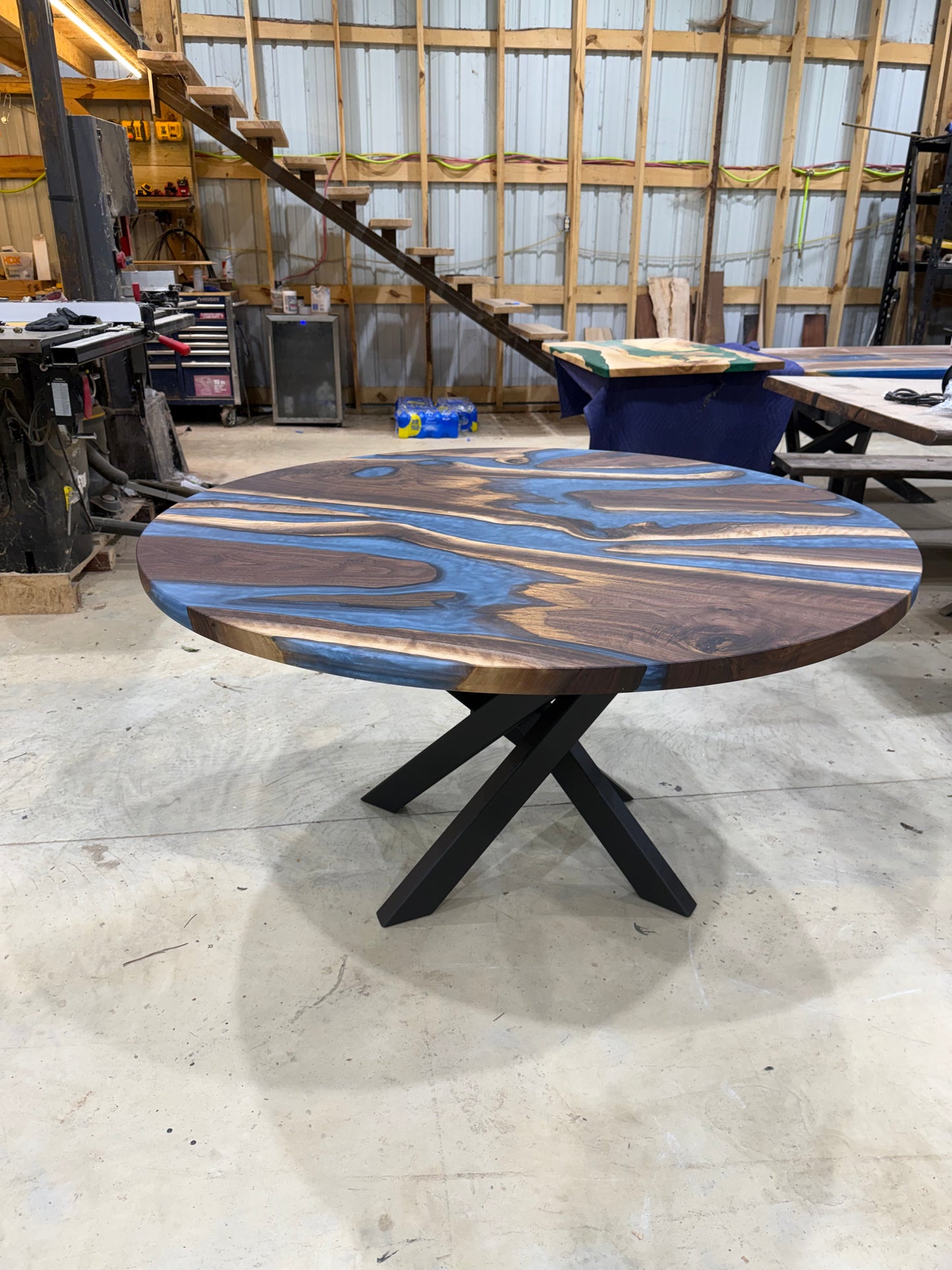 Glacier Blue Walnut River Table