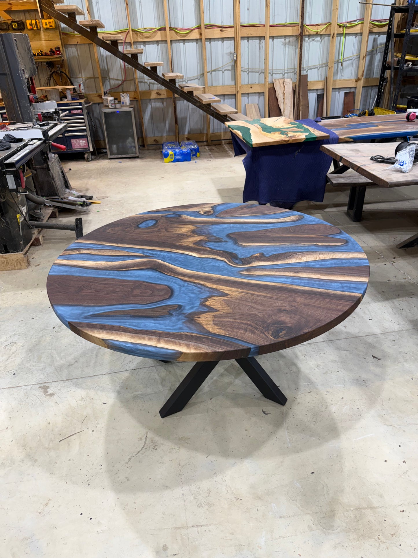 Glacier Blue Walnut River Table