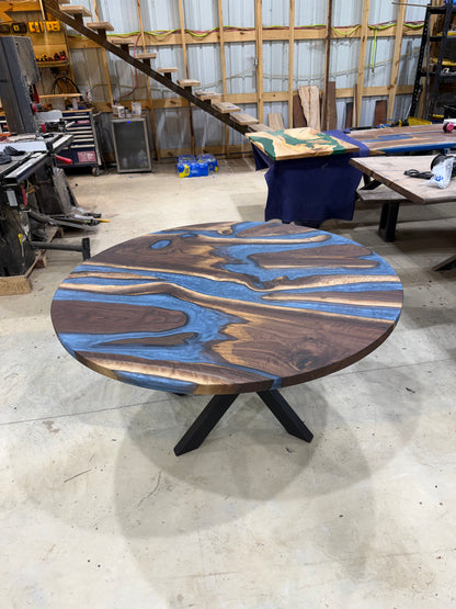 Glacier Blue Walnut River Table